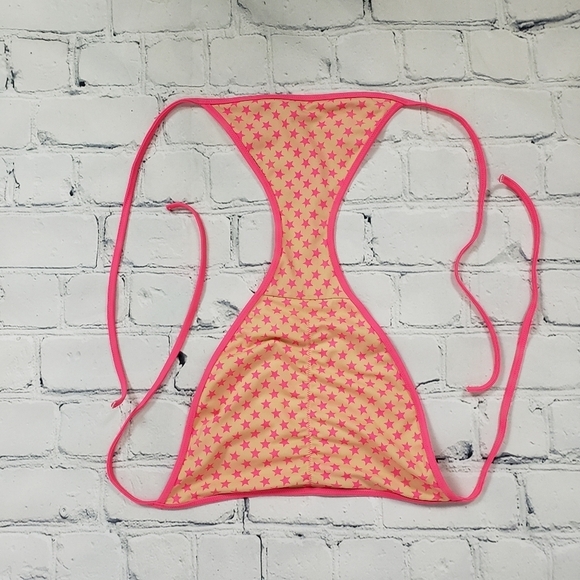 PINK VS Victoria's Secret Peach with Pink Stars Bikini Bottoms Women's Size M - Picture 4 of 8